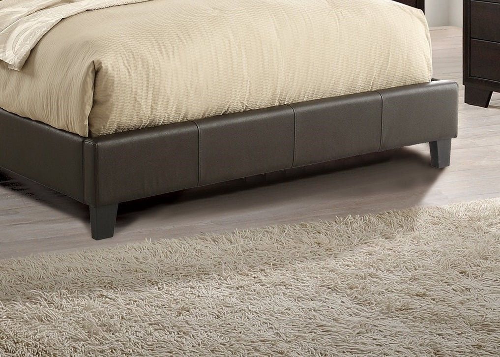 Niki Faux Leather Upholstered Queen Size Bed - Brown
