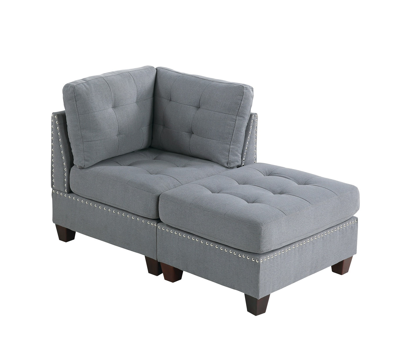 Tufted Fabric Ottoman - Grey