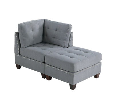 Tufted Fabric Ottoman - Grey