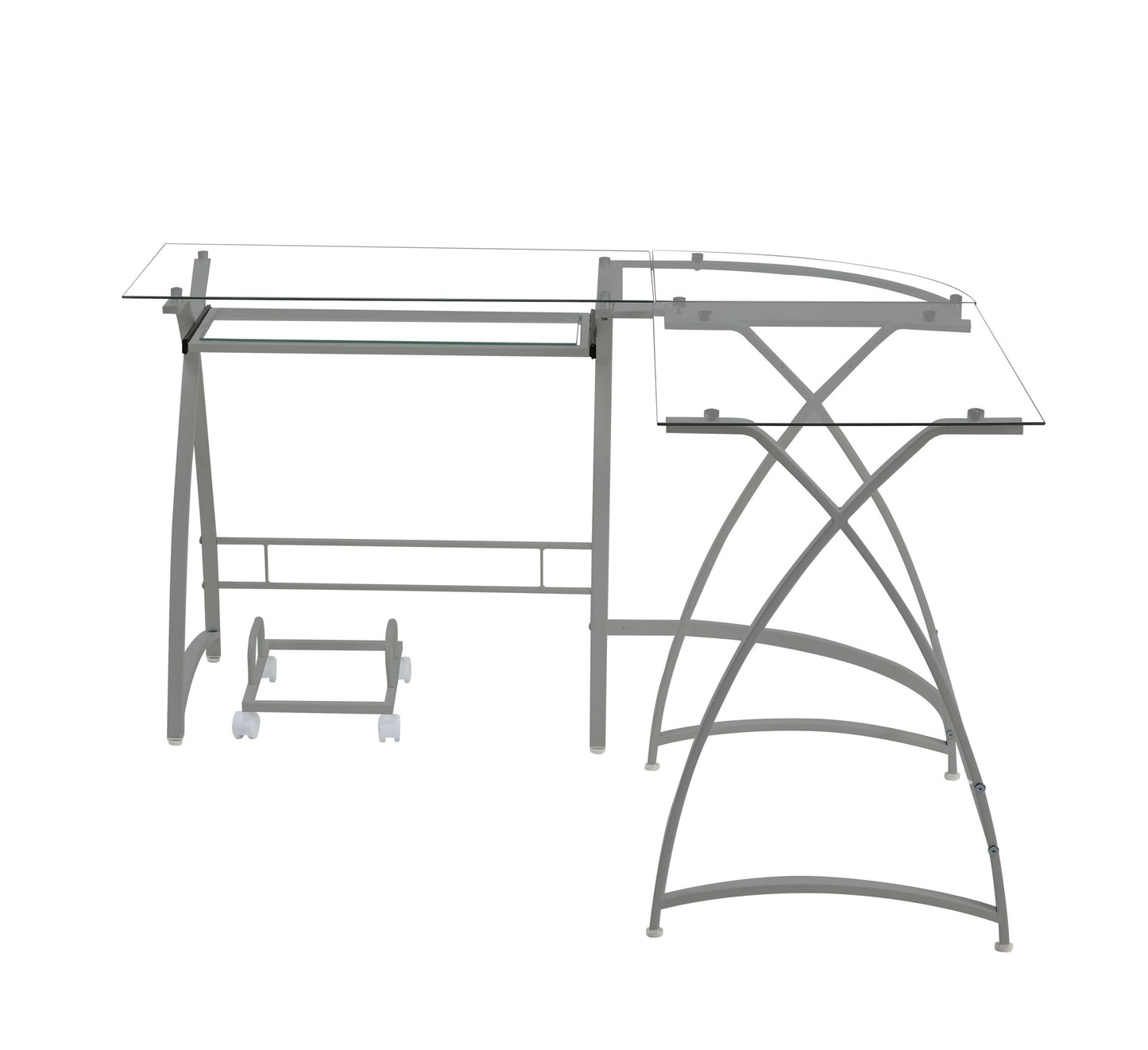 Dazenus Computer Desk in Clear Glass & Silver