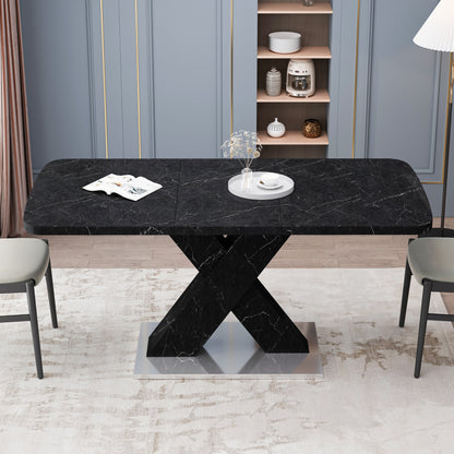 Black Marble X Dining Table