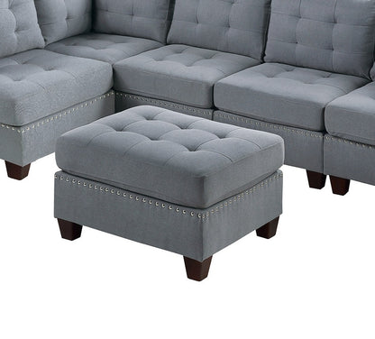 Tufted Fabric Ottoman - Grey