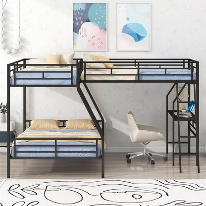Luminous Lair Metal Twin Loft Bed with Desk