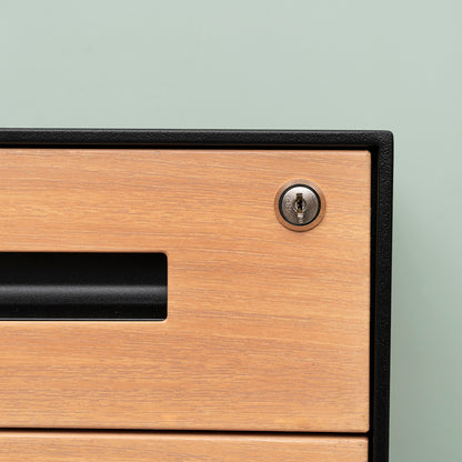 Compact 3 Drawer Mobile File Cabinet - Walnut + Black