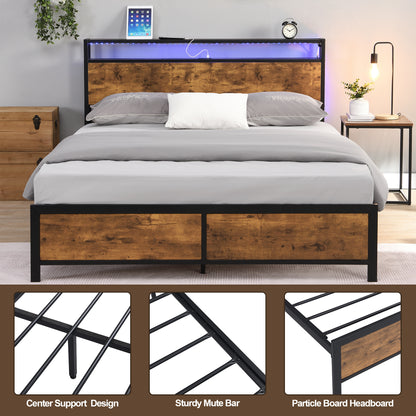 Rustic Glow Queen Bed Frame