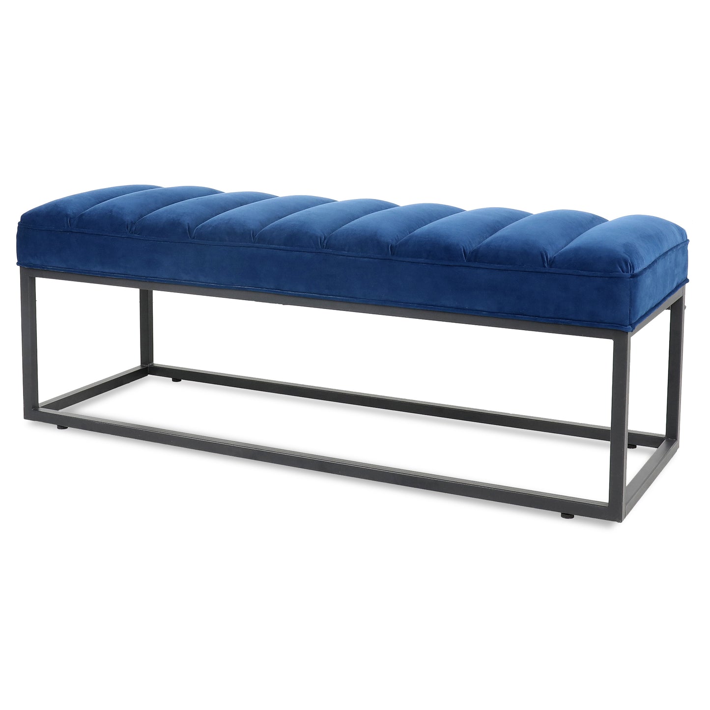 Metal Base Upholstered Bench - Navy Blue