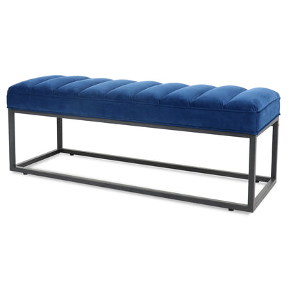 Metal Base Upholstered Bench - Navy Blue