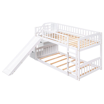 Dreamscape Twin over Twin Bunk Bed with Storage and Slide, Snow White