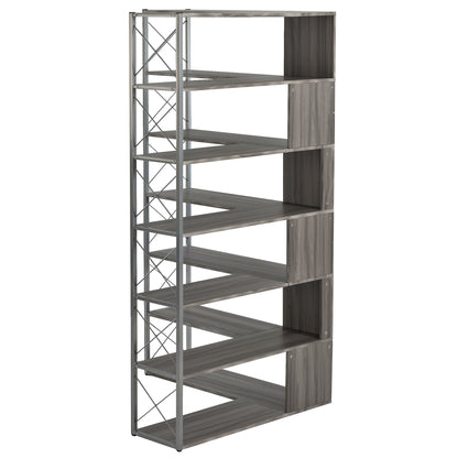 L-Shaped Corner Bookcase - Silver+Grey