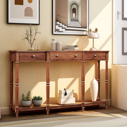 ElegantWood Console: Timeless Entryway Table with Storage