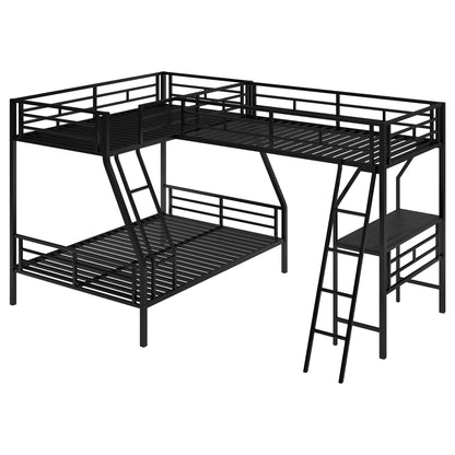 Luminous Lair Metal Twin Loft Bed with Desk