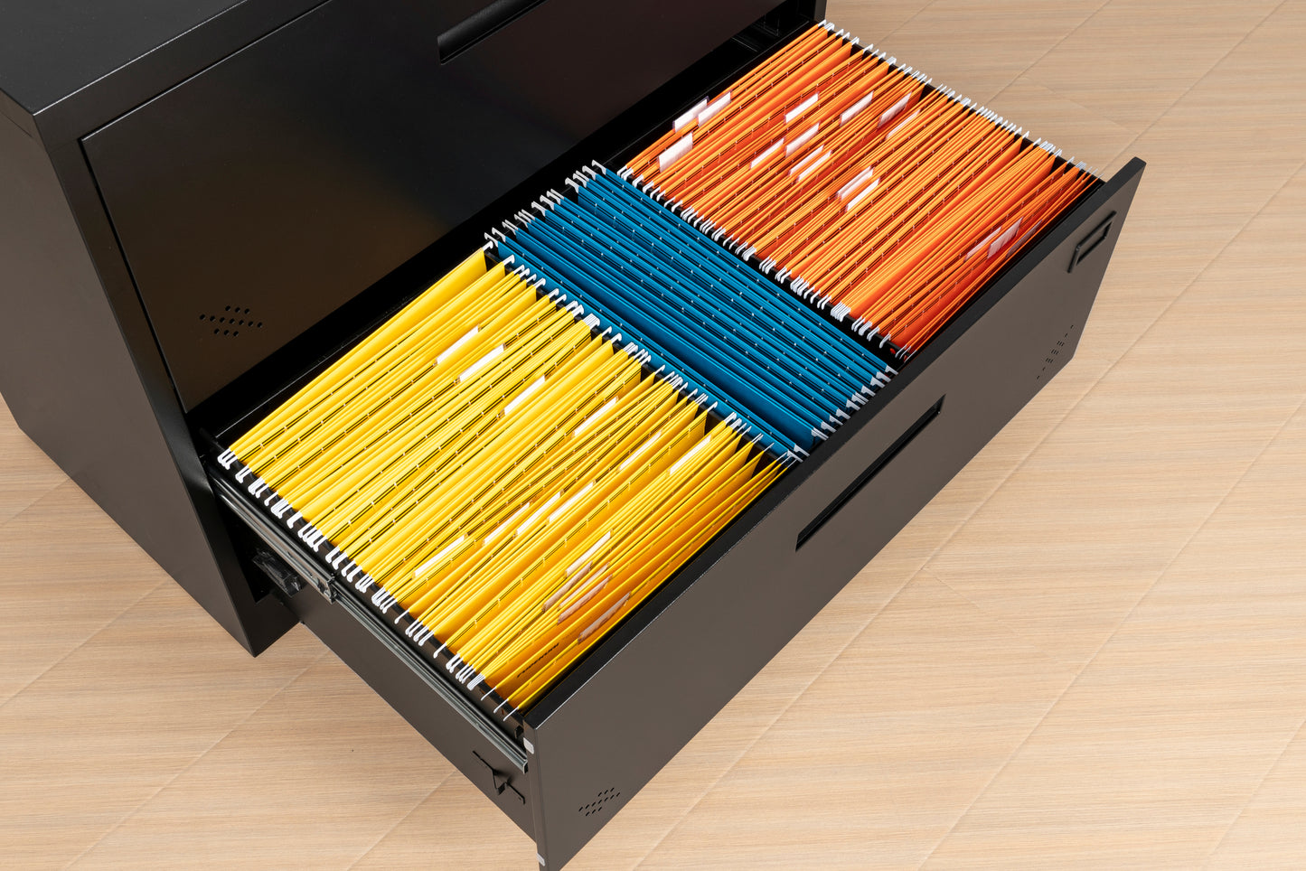 Lock Metal Steel 3 Drawer Lateral Filing Cabinet - Black