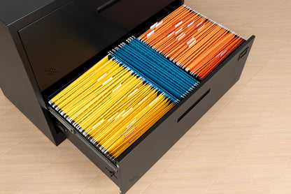 Lock Metal Steel 3 Drawer Lateral Filing Cabinet - Black