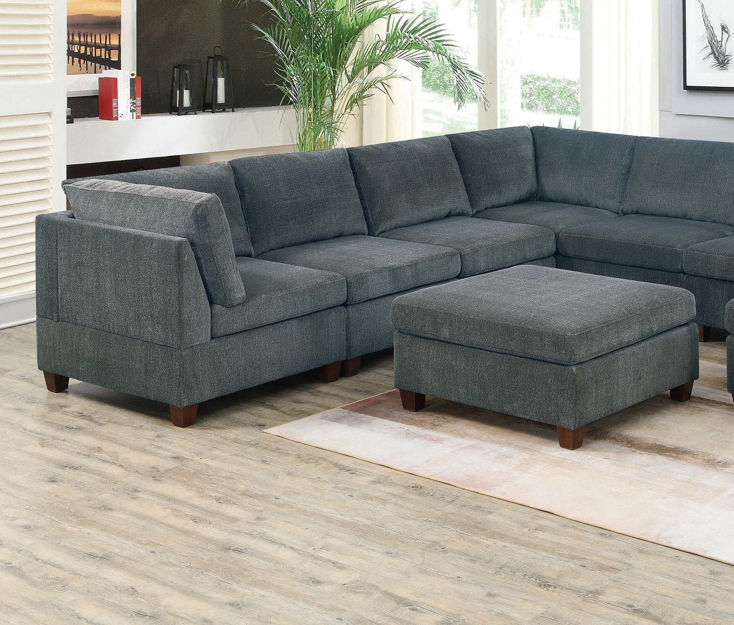 Chenille Comfort Ottoman - Grey