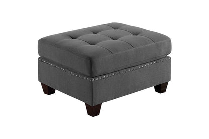 Tufted Fabric Ottoman - Grey