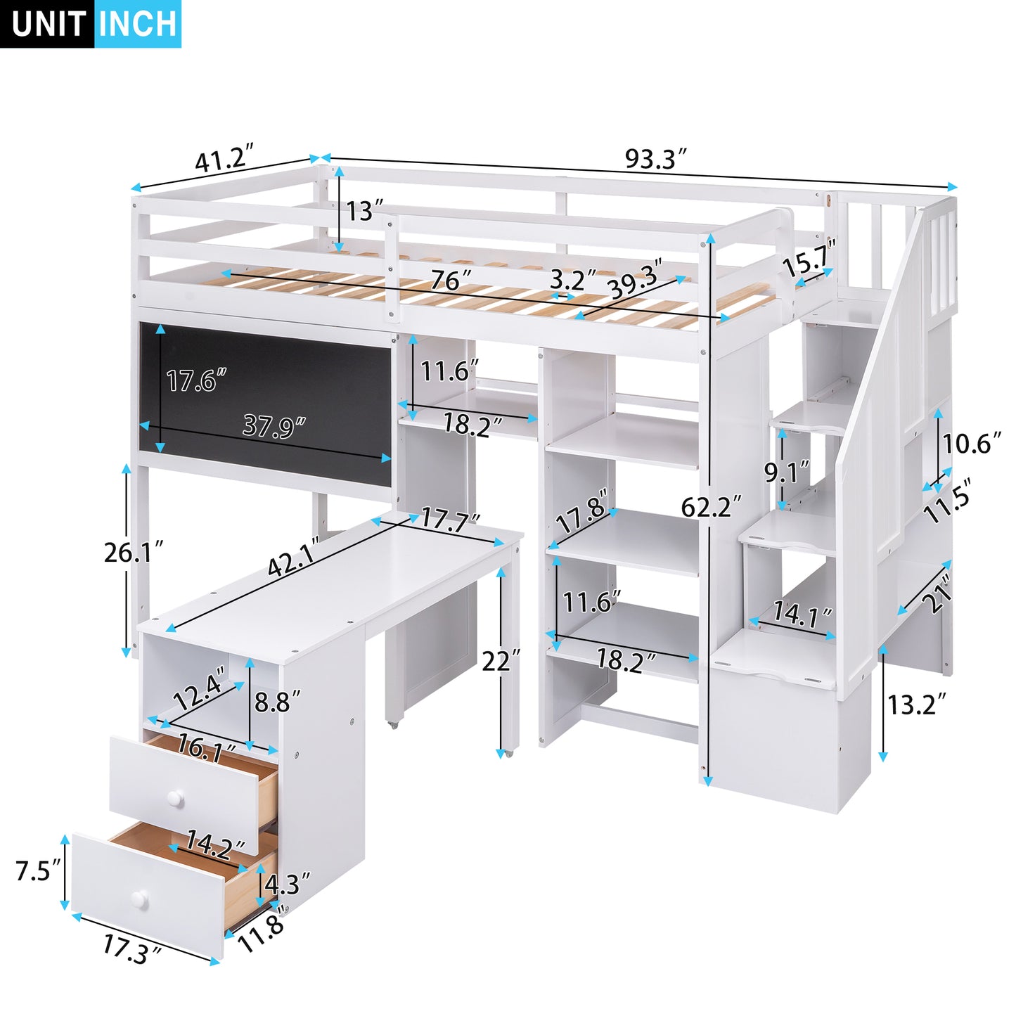 Smart Space Twin Loft Bed : The Ultimate Study and Storage Solution