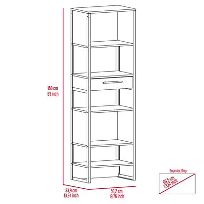 London 1-Drawer Bookcase - Dark Walnut