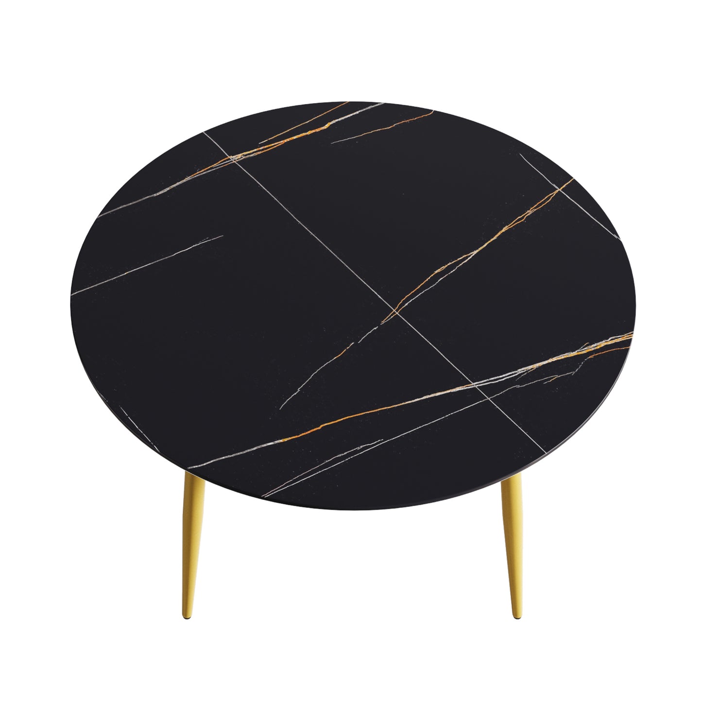 Golden Elegance: Modern Black Round Dining Table