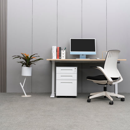 Compact 3 Drawer Mobile File Cabinet - White+Grey
