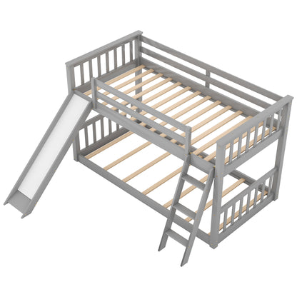 Slide and Climb Twin Bunk Bed, Gray
