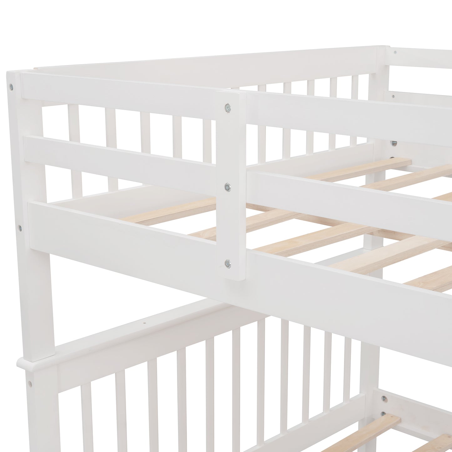 Dreamscape Twin Trundle Bunk Bed with Storage and Guard Rail - Snow White