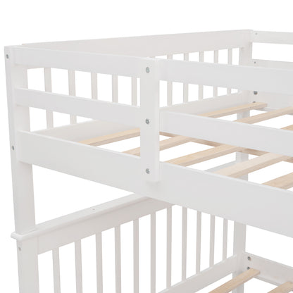 Dreamscape Twin Trundle Bunk Bed with Storage and Guard Rail - Snow White