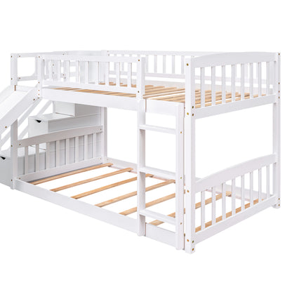 Dreamscape Twin over Twin Bunk Bed with Storage and Slide, Snow White