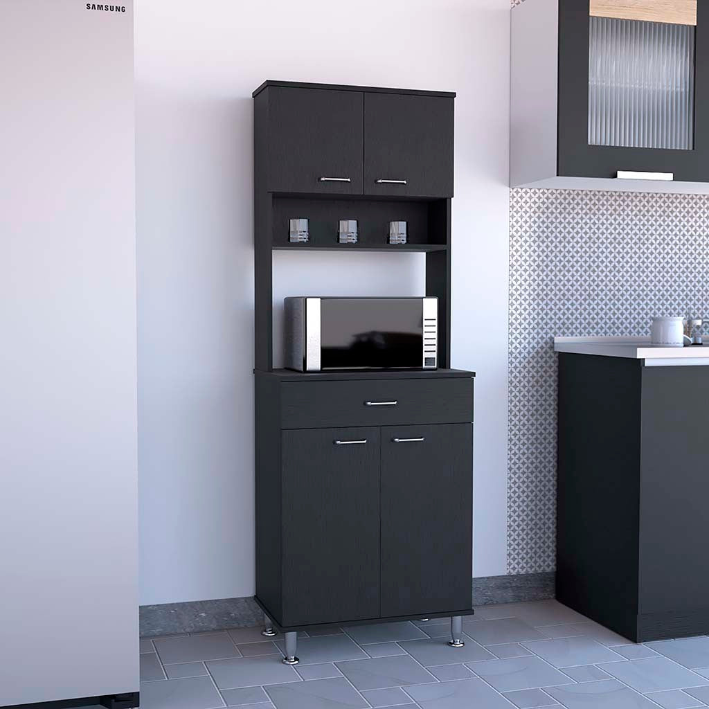 Pure Kitchen Pantry with Countertop - Black