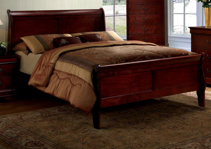 Louis Philippe Solid Wood Eastern King Size Bed - Cherry