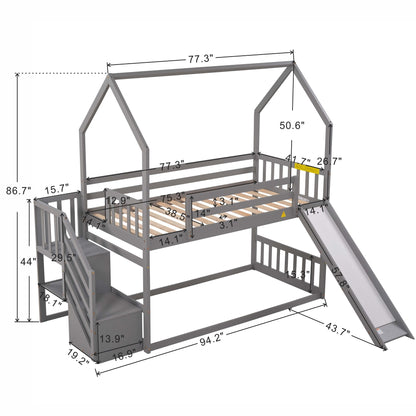 Slide and Store Twin House Bunk Bed