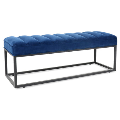 Metal Base Upholstered Bench - Navy Blue