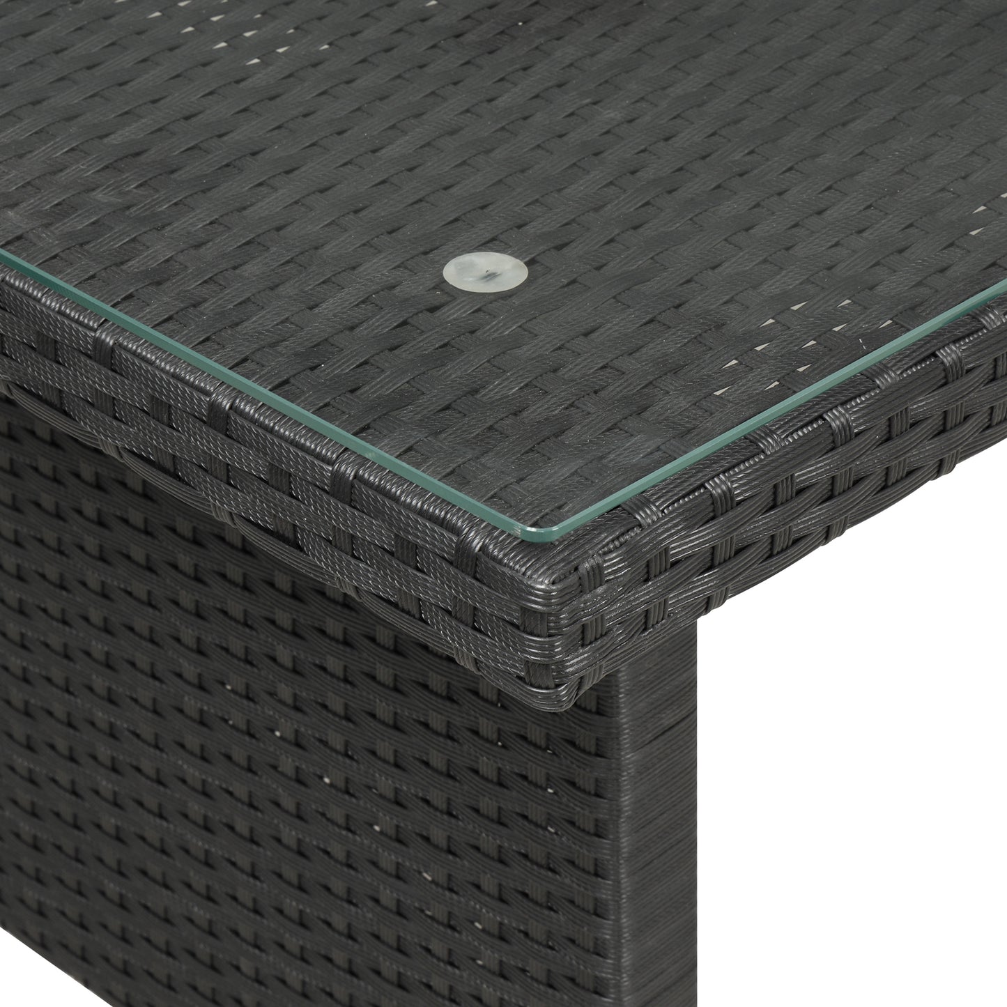 Elegant Oasis 6-Piece Outdoor Patio Furniture Set with Glass Table and Ottomans (Black)