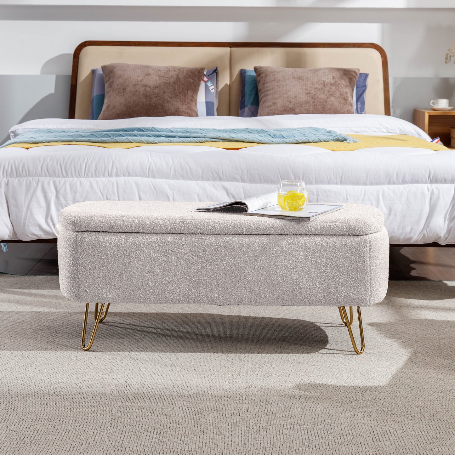 Elegant Gold Haven Storage Ottoman Bench