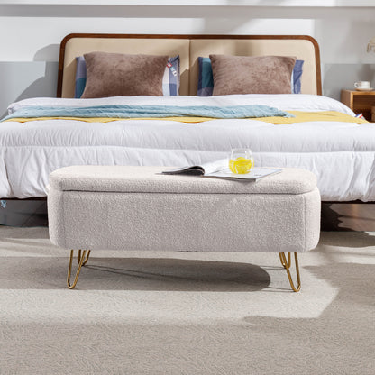 Elegant Gold Haven Storage Ottoman Bench
