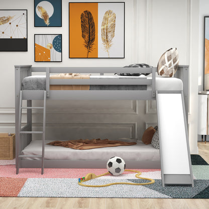 Slide and Climb Twin Bunk Bed, Gray