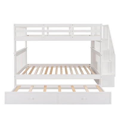 Dreamscape Twin Trundle Bunk Bed with Storage and Guard Rail - Snow White
