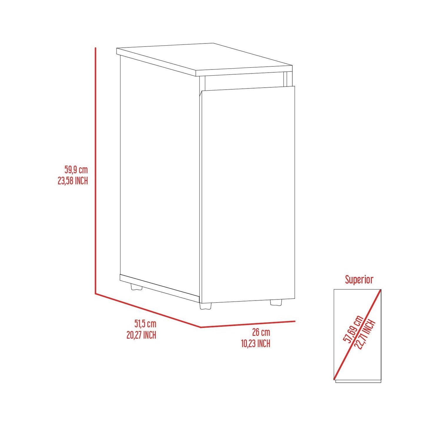 Aero Bathroom Storage Cabinet, Lift-Top, One Drawer - White
