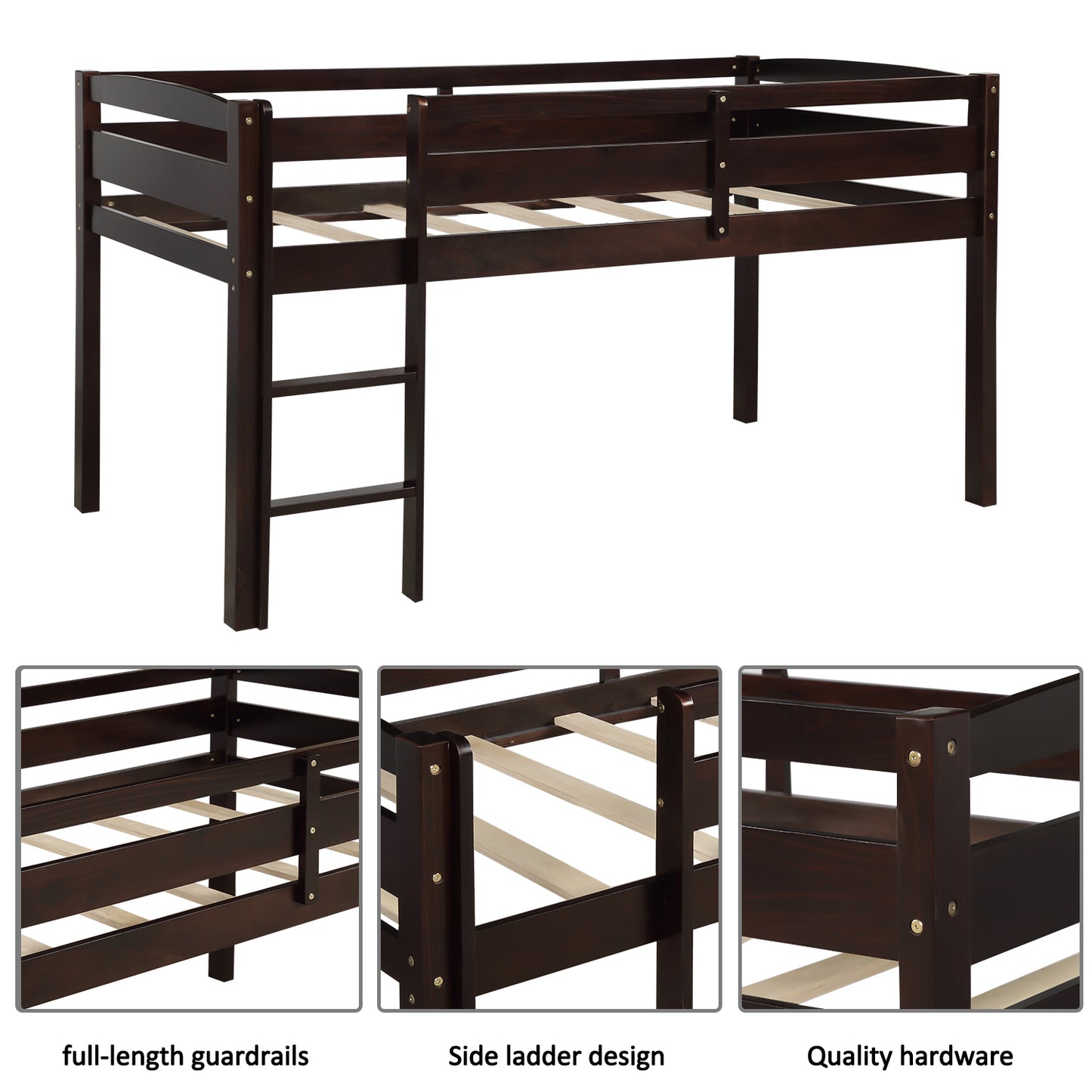 Espresso Dream Twin Wood Loft Bed