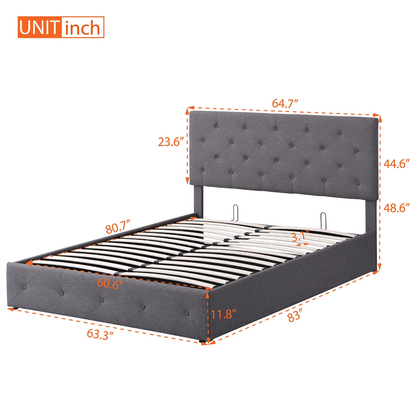 Royal Rest Upholstered Platform Bed - Gray
