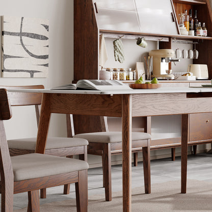 Elegant Oakwood Slate Dining Table