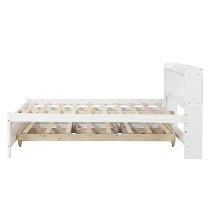 White Haven Full Bed with Bookcase, Twin Trundle, and Drawers