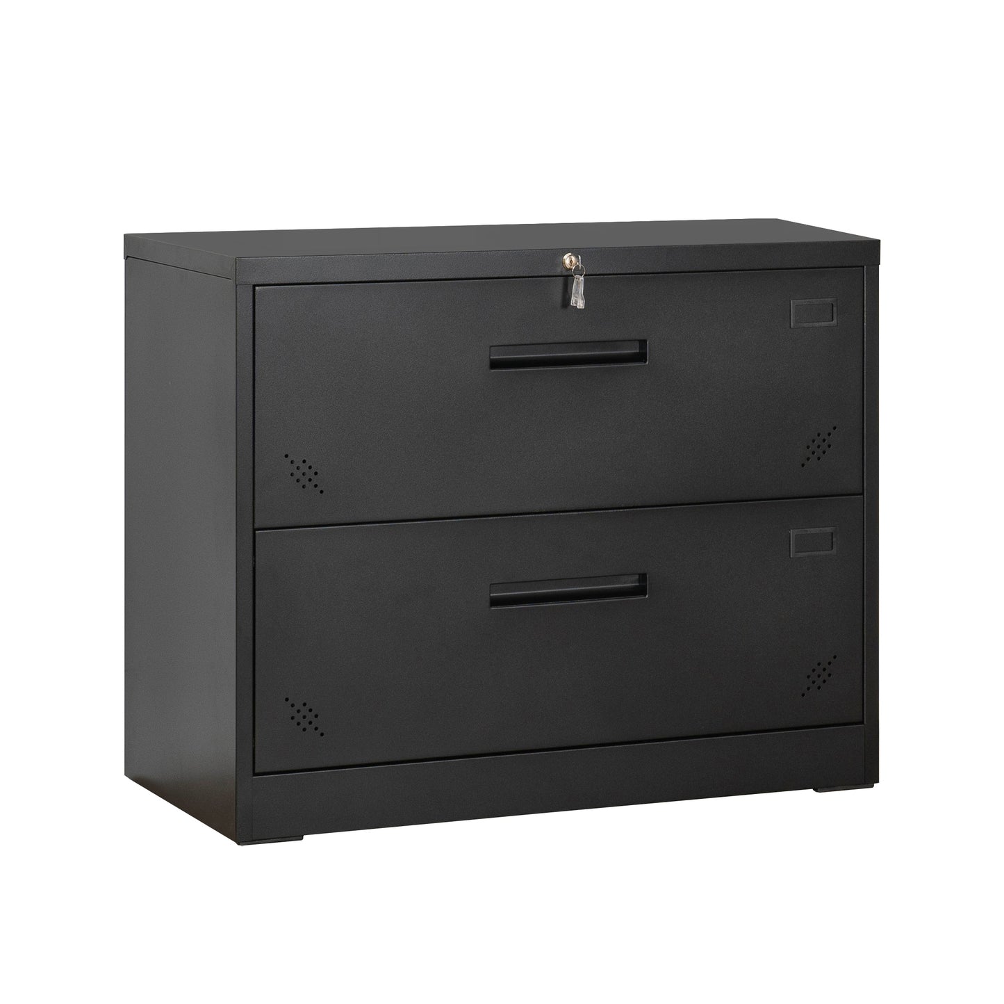 Metal Steel 2 Drawer Lateral Filing Cabinet - Black