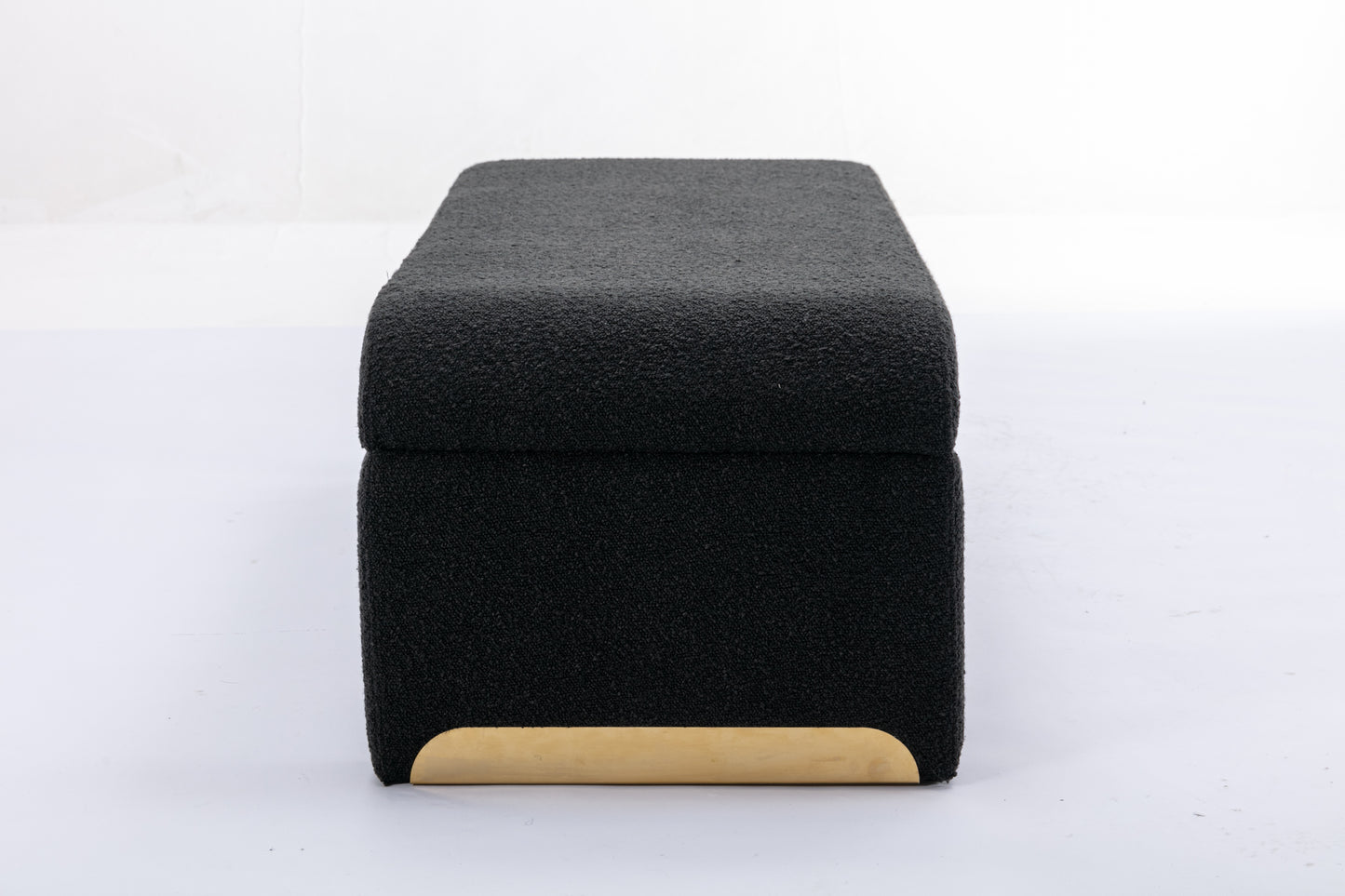 Boucle Fabric Ottoman - Black
