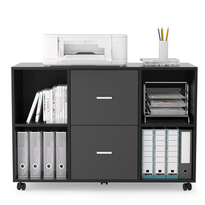 Wooden Horizontal File Cabinet  - Dark Grey
