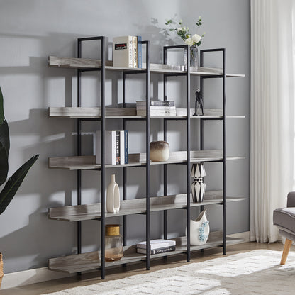 Vintage Metal Frame Bookshelf - Grey