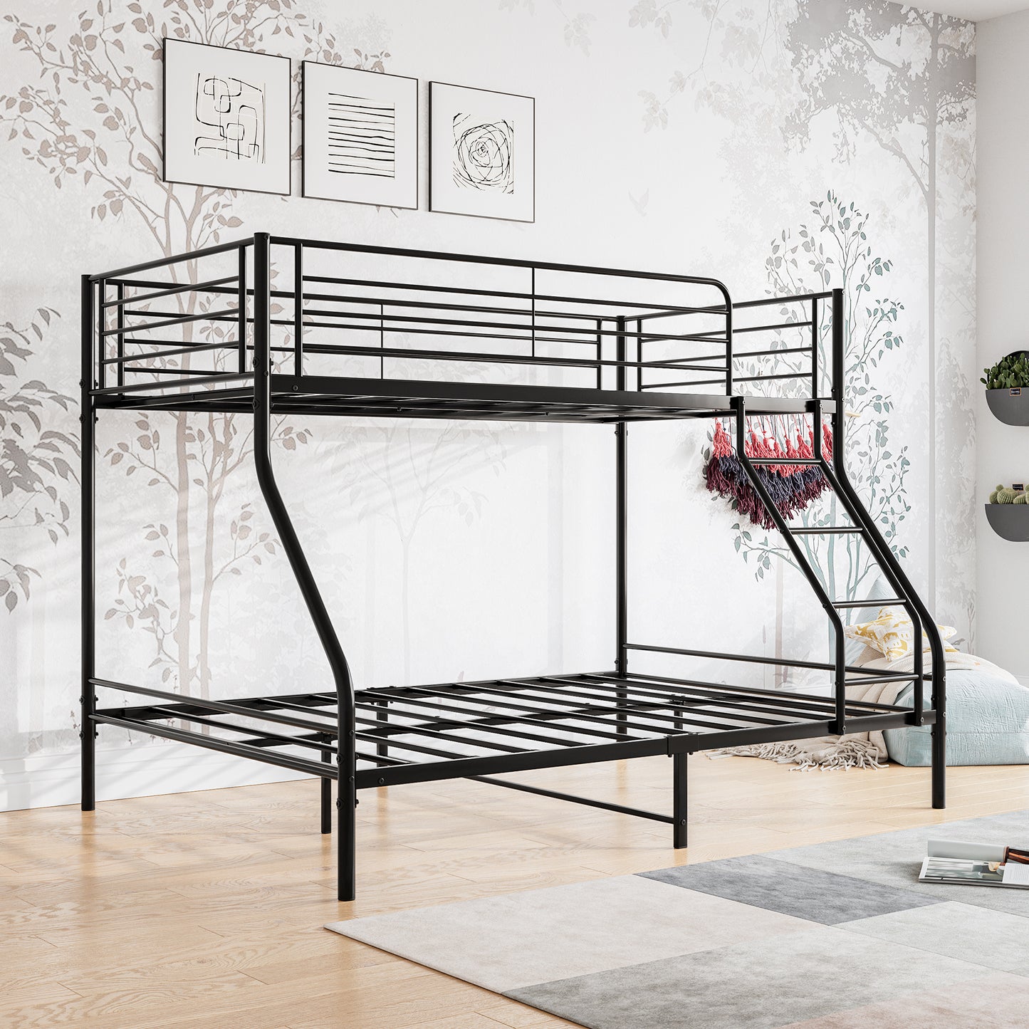 The Diamond Twin-Over-Full Metal Bunk Bed -Black