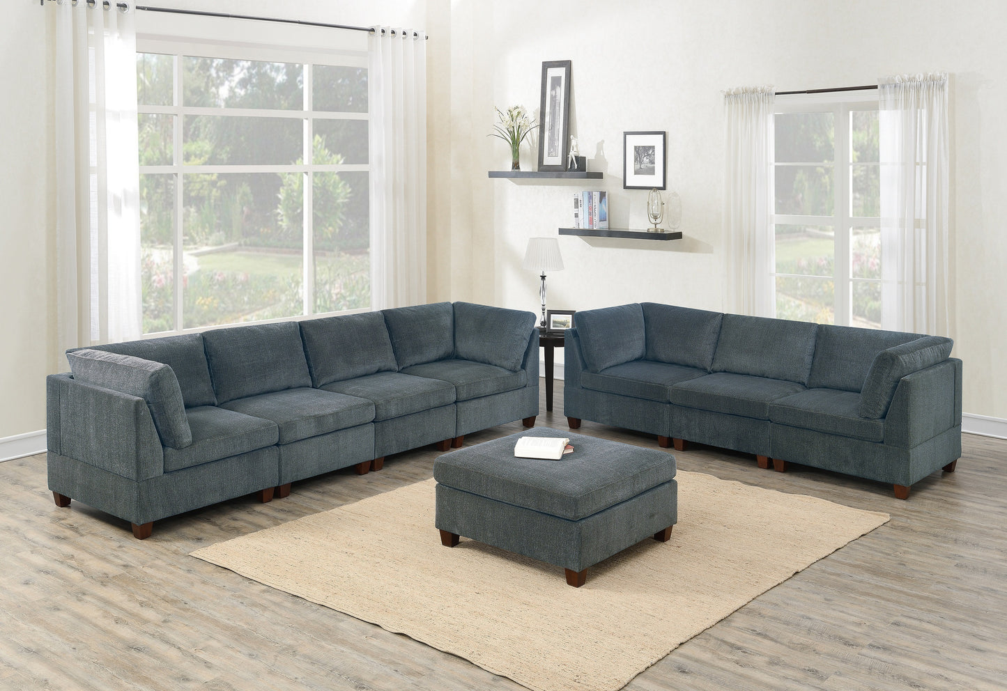 Chenille Comfort Ottoman - Grey