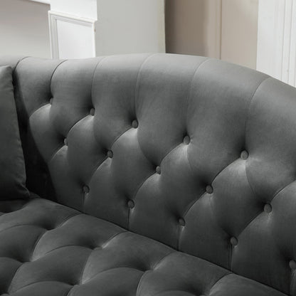 Classic Chesterfield Grey Velvet Loveseat