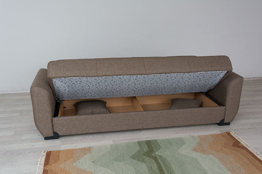 Fatima Light Brown Fabric Sofa Bed
