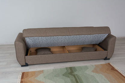 Fatima Light Brown Fabric Sofa Bed